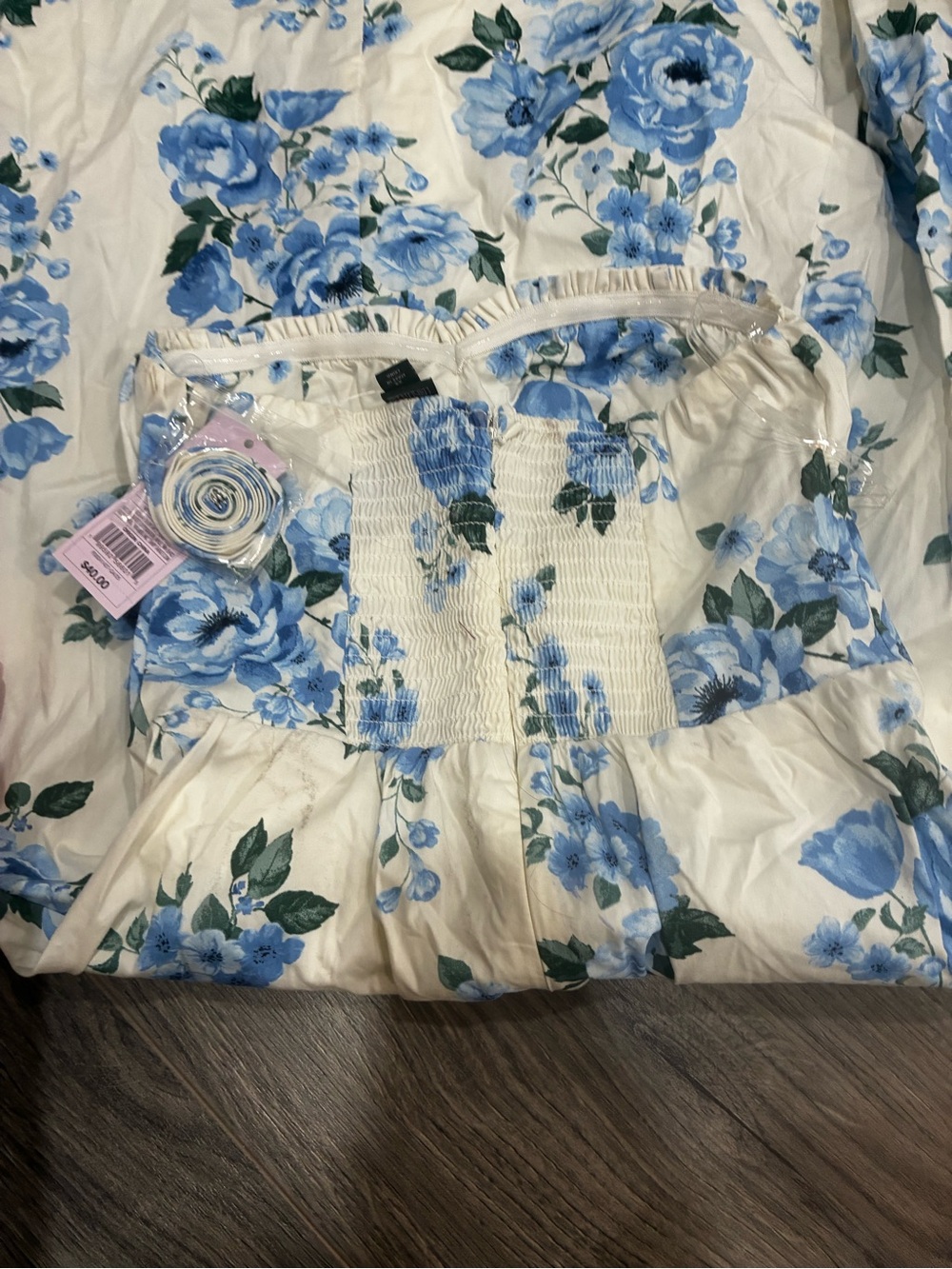 wild fable White Strapless Maxi Dress with Blue Floral Print - Picture 3 of 5